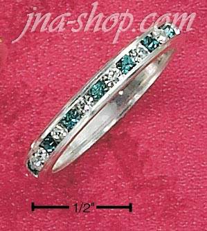 Sterling Silver CZ & ZIRCON BLUE GLASS DECEMBER ETERNITY BAND (5 - Click Image to Close