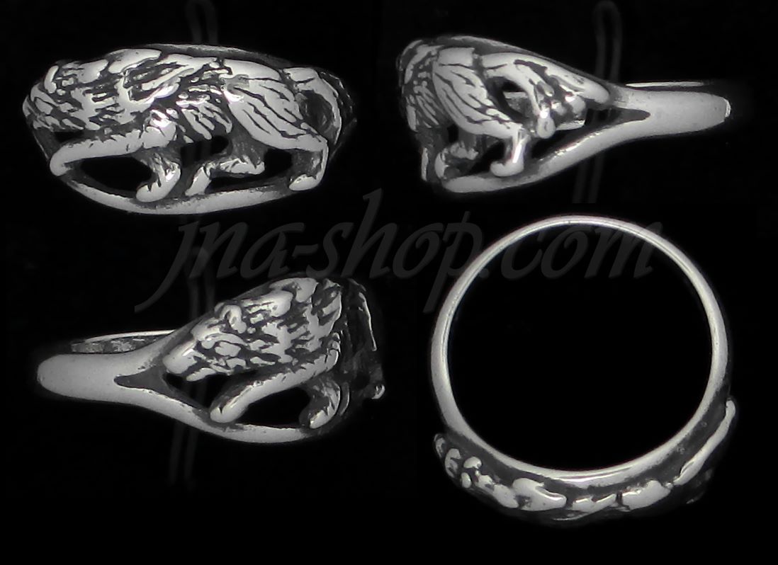 Sterling Silver WOLF RING SIZE 4 - Click Image to Close
