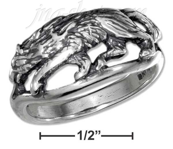 Sterling Silver WOLF RING SIZE 6 - Click Image to Close