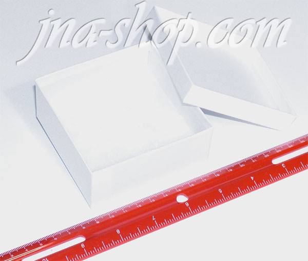 WHITE COTTON FILLED GIFT BOX 3-1/2" X 3-1/2" X 1-1/2" - Click Image to Close