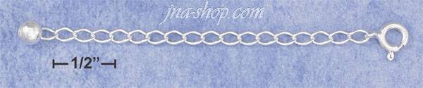 Sterling Silver 3" CURB CHAIN EXTENDER W/ 5MM BALL DANGLE & 6MM - Click Image to Close