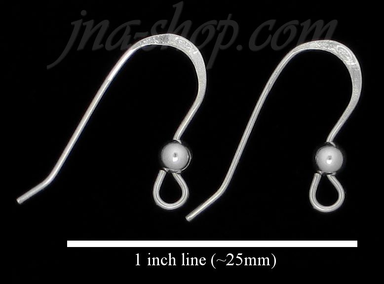 Sterling Silver French Wire Hook w/Bead Earring Finding (10 pairs) - Click Image to Close