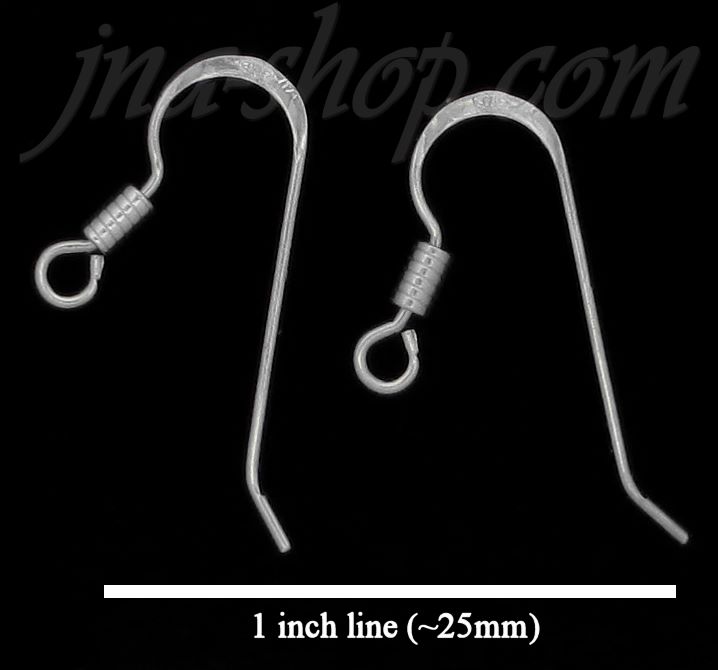 Sterling Silver French Wire Hook w/Coil Spring Earring Finding (10 pairs) - Click Image to Close