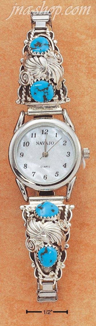 Sterling Silver LADIES TURQUOISE NUGGET WATCH - Click Image to Close