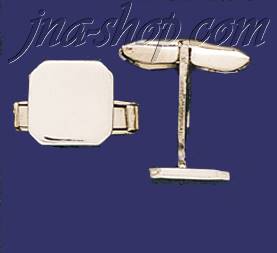 Sterling Silver Plain Square w/cut tips Cufflinks