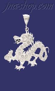 Sterling Silver Big CZ DC Dragon Charm Pendant