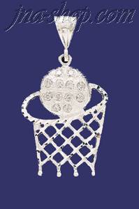 Sterling Silver CZ DC Basketball Charm Pendant