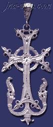 Sterling Silver DC Big Cross w/Birds Charm Pendant