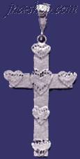 Sterling Silver DC Big Cross w/Hearts Charm Pendant