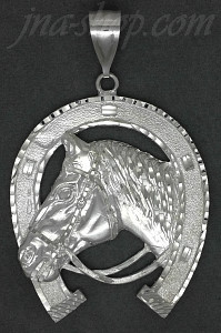 Sterling Silver DC Big Horse Head Horseshoe Charm Pendant