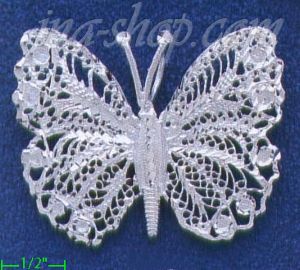 Sterling Silver DC Big Filigree Butterfly Charm Pendant