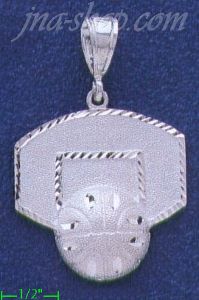 Sterling Silver DC Basketball & Backboard Charm Pendant