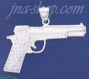 Sterling Silver DC Big Pistol Handgun Charm Pendant