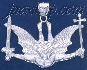 Sterling Silver DC Gargoyle Flying Winged Man w/Sword & Cross Ch