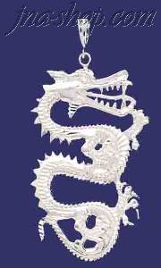 Sterling Silver DC Huge Big Dragon Charm Pendant