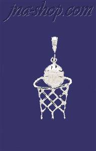 Sterling Silver DC Basketball & Net Charm Pendant