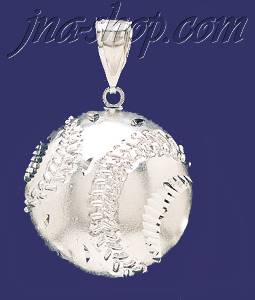 Sterling Silver DC Very Big Baseball Charm Pendant