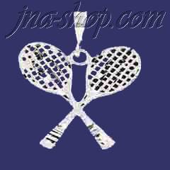 Sterling Silver DC 2 Tennis Racquets Charm Pendant