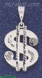 Sterling Silver Diamond-Cut Dollar Money Sign Pendant