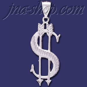 Sterling Silver DC Big Dollar Money Sign w/Arrows Charm Pendant