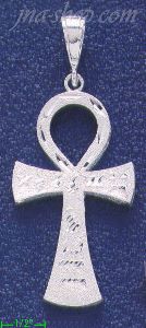 Sterling Silver Diamond-Cut Big Ankh Ansate Cross Charm Pendant