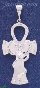 Sterling Silver DC Big Ankh Ansate Cross w/Cobra Charm Pendant