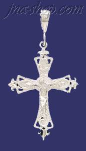 Sterling Silver Dia-Cut Cross Charm Pendant