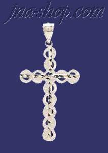 Sterling Silver Dia-Cut Cross Charm Pendant