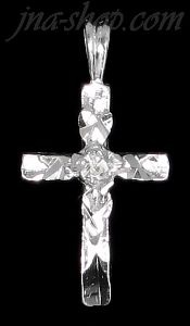 Sterling Silver Dia-Cut Cross Charm Pendant