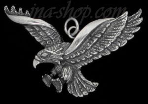 Sterling Silver Eagle Striking Animal Charm Pendant