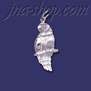 Sterling Silver Parrot on Branch Animal Charm Pendant