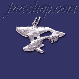 Sterling Silver Blue Whales Mother/Calf Animal Charm Pendant