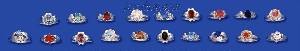 Sterling Silver 36 Girls Rings with Stones(2-5) Package
