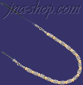 Sterling Silver 16" Two Tone Necklace 7mm