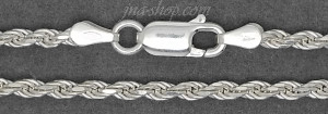 18" Sterling Silver Solid Diamond-cut Rope Chain 2.5mm