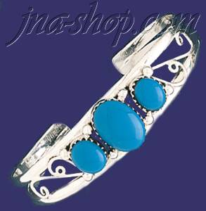 Sterling Silver Genuine American Indian Turquoise Bangle