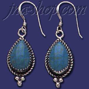 Sterling Silver Genuine American Indian Turquoise Earrings