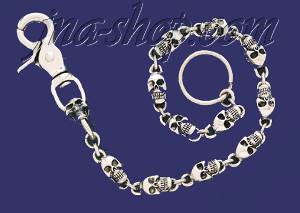 Sterling Silver 18" Skulls Valet Chain 12mm