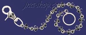 Sterling Silver 18" Fleur-de-lis Valet Chain 15mm