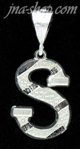 Sterling Silver Dia-cut Stripes Initial Letter S Charm Pendant