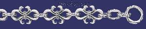 Sterling Silver 9" Fleur-de-lis Handmade Bracelet 15mm