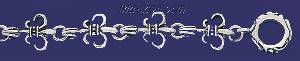 Sterling Silver 8" Fleur-de-lis Handmade Bracelet 14mm