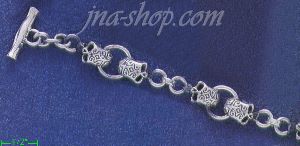 Sterling Silver 8" Skulls Handmade Bracelet 12mm