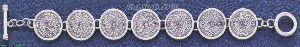 Sterling Silver 7.5" Aztec Sun Calendar Bracelet 18mm