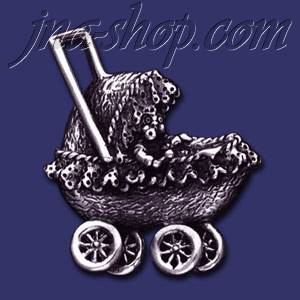 Sterling Silver Baby in Stroller Brooch Pin