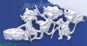 Sterling Silver 3 Blind Mice Brooch Pin