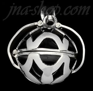 Sterling Silver 2-Picture Photo Ball Openwork Design Locket Pendant