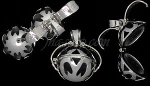 Sterling Silver 2-Picture Photo Ball Openwork Design Locket Char