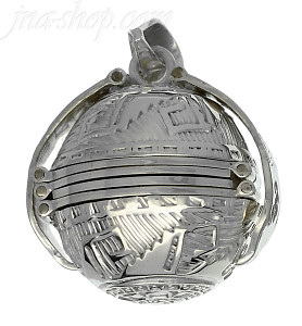 Sterling Silver Aztec Sun Calendar 6-Picture Photo Ball Locket Pendant