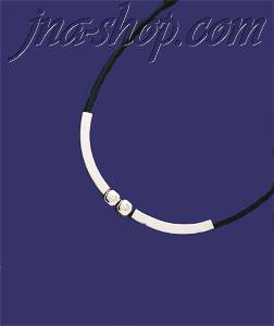 Sterling Silver Leather Necklace 10mm